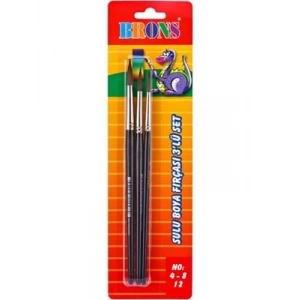 3E Grup - Brons 145 Sulu Boya Fırçası (4-8-12) 3lü Set Br-674