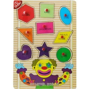 3E Grup - Bubu 30x21.5x0.8 Cm Ap Puzzle Palyaço Geometrik Şekiller Ap0069