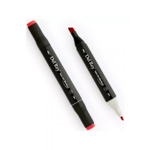 3E Grup - Del Rey Twin Çift Uçlu Marker Kalem R12 Coral Red