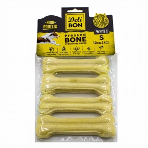 3E Grup - Delibon Deri Köpek Çiğneti Pres Kemik 4x12cm Beyaz