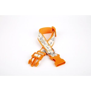 3E Grup - Doggie Desenli Süslü Dokuma Köpek Boyun Tasması 1,5 x 25-40 cm Turuncu