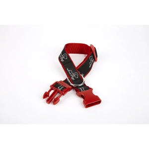 3E Grup - Doggie Köpek Desenli Dokuma Köpek Boyun Tasması 3 cm x 36-60 cm Kırmızı