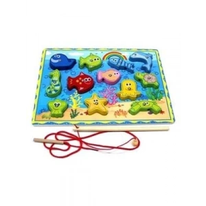3E Grup - Elif 12x18 Cm Ahşap Balık Tutma Oyunu Manyetik