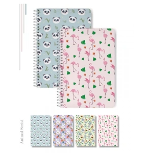 3E Grup - Elma Animal 17x24 Sert Kapak Spiralli Defter Kareli 120 Yp Mbh01-ygz