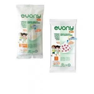 3E Grup - Evony Kids 3 Katlı Telli Yumuşak Elastik Kulaklı Maske 10lu Desenli (çocuk İçin)