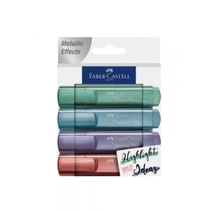 3E Grup - Faber Castell 1546 Fosforlu Kalem 4lü Takım Metalik Renkler 154624