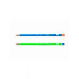 3E Grup - Faber Castell 2b Üçgen Mercanlı Kurşun Kalem Neon Renkler 5244321604000