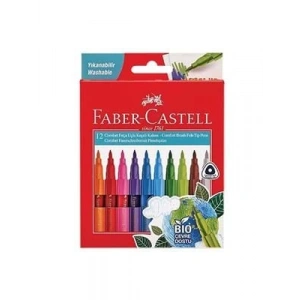 3E Grup - Faber Castell Comfort Fırça Uçlu Keçeli Kalem ( Marker) 12 Renk 5062000010