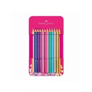 3E Grup - Faber Castell Parlak Renkler Kuruboya Kalemi 12 Renk Metal Kutu 5171201737000