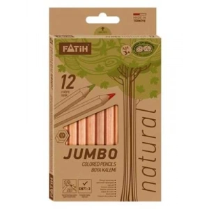3E Grup - Fatih 12 Renk Natural Jumbo Tam Boy Kuruboya Kalemi 33500