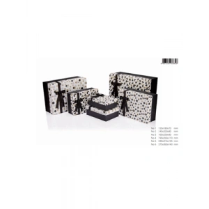 3E Grup - Gıpta Black White Gold Dikdörtgen Hediye Kutusu No:5 Bx6856