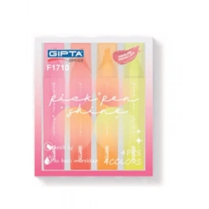 3E Grup - Gıpta Fosforlu Kalem 4 Lü Parlak Renkler F1710