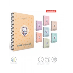 3E Grup - Gıpta Kitty Cat A4 Pp Kapak Spiralli Defter Çizgili 80 Yp 7279