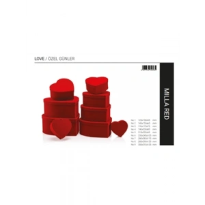 3E Grup - Gıpta Milla Red Kadife Kalpli Hediye Kutusu No:3 B8989