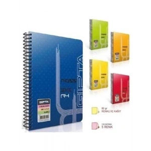 3E Grup - Gıpta Pass Pp Kapak Spiralli Renkli Defter Çizgili 80 Yp 1134