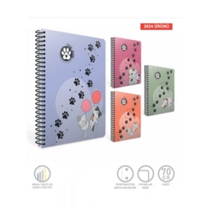 3E Grup - Gıpta Paw A4 Pp Kapak Spiralli Defter Çizgili 80 Yp 7070
