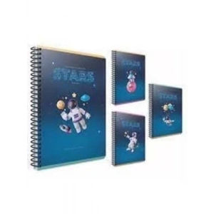 3E Grup - Gıpta Stars A4 Karton Kapak Spiralli Defter Kareli 100 Yp 6188