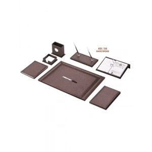 3E Grup - Gülpaş 10 Parça Suni Deri Optik Sümen Takımı Kahverengi 248