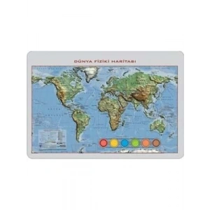 3E Grup - Gürbüz 35x50 Kabartmalı Dünya Fiziki Harita