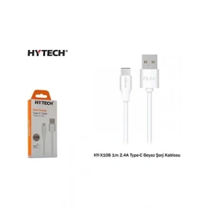3E Grup - Hytech Hy-x108 1mt 2.4a Type-c Beyaz Şarj Kablosu