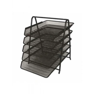 3E Grup - İnox Perforeli Hareketli Metal 5 Li Evrak Rafı Siyah 0607