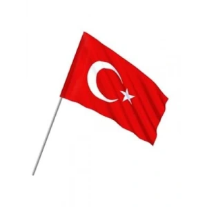 3E Grup - Kale 20x30 Cm Çubuklu Alpaka Türk Bayrağı