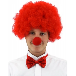 Kırmızı Renk Kıvırcık Afro Palyaço Seti