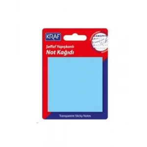 3E Grup - Kraf 76x76 Mm Yapışkanlı Not Kağıdı Şeffaf Mavi 50 Yp 7676tr