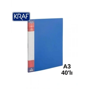 3E Grup - Kraf A3 Sunum Dosyası 40 Lı 1140a3 Mavi