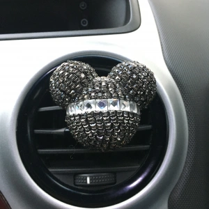 Kristal Taşlı Panda Havalandırma Klips Oto Kokusu Siyah