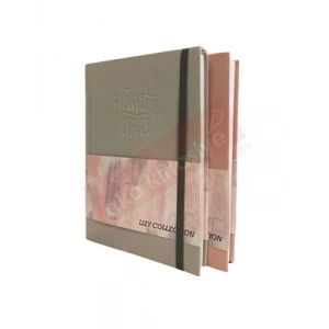 3E Grup - Lizy 14x20 Suni Deri Soft Model Klişeli Lastikli Defter Kareli 168 Yp Sft180k