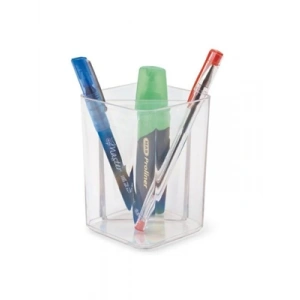 3E Grup - Mas Kristal Kubik Masa Üstü Kalemlik Şeffaf 490