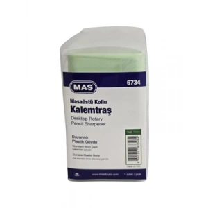 3E Grup - Mas Masaüstü Kollu Kalemtraş Dayanıklı Plastik Gövde Su Yeşili 6736