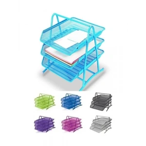 3E Grup - Mas Perfore 3 Lü Evrak Rafı Seti Bebe Mavi 523