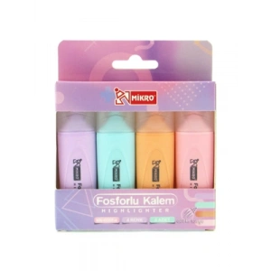 3E Grup - Mikro Fosforlu Kalem 4lü Pastel Renkler Mk-605p-4