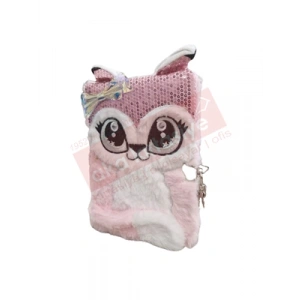 3E Grup - Misyon 15x21 Peluş Kilitli Hatıra Defteri Kedi Msy-5653