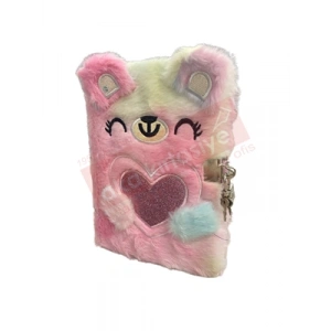 3E Grup - Misyon 15x21 Peluş Kilitli Hatıra Defteri Sevimli Kedi Msy-5647