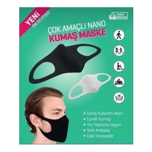 3E Grup - Nano Yıkanabilir Kumaş Dikişli Siyah Maske 1li
