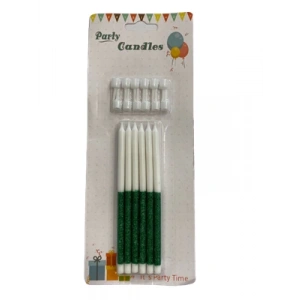 3E Grup - Nedi 13 Cm Simli Çubuk Mum Yeşil Beyaz 12li Jg2007c-10