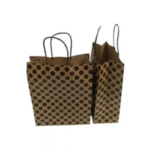 3E Grup - Nedi 21x27 Cm Büküm Saplı Kraft Çanta Siyah Puanlı 12554