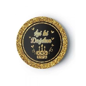 3E Grup - Nedi 22 Cm Karton Tabak 8 Li İyi Ki Doğdun Altın-siyah 38968