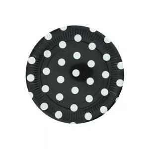 3E Grup - Nedi 23 Cm Karton Tabak Puantiyeli 10 Lu Siyah Tkt11015