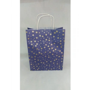 3E Grup - Nedi 25x31 Cm Büküm Saplı Kraft Çanta Yıldız Baskılı 179786