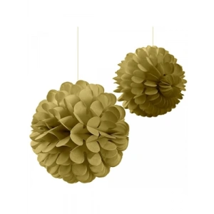 3E Grup - Nedi 30 Cm Kağıt Top Çiçek Süs Gold W4634-2g