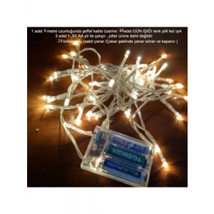 3E Grup - Nedi 5mt 40 Ampul Fonksiyonlu Pilli Led Günışığı 12537