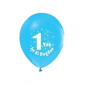 3E Grup - Nedi Baskılı Balon 1 Yaş İyi Ki Doğdun Açık Mavi 16lı 39112