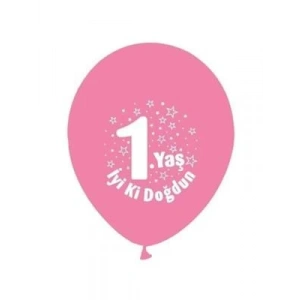 3E Grup - Nedi Baskılı Balon 1.yaş İyi Ki Doğdun Pembe 16lı 9105