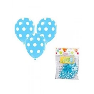 3E Grup - Nedi Baskılı Balon Çepeçevre Puantiyeli Açık Mavi 14lü 7386