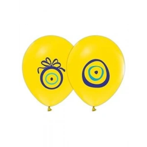 3E Grup - Nedi Baskılı Balon Nazar Boncuğu Sarı 16lı 7065