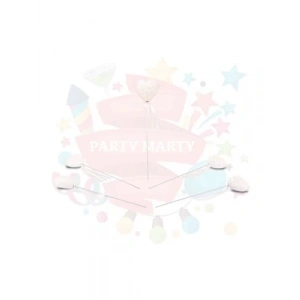 3E Grup - Nedi Çubuklu Strafor Simli Kalp 12li Beyaz 102a-w